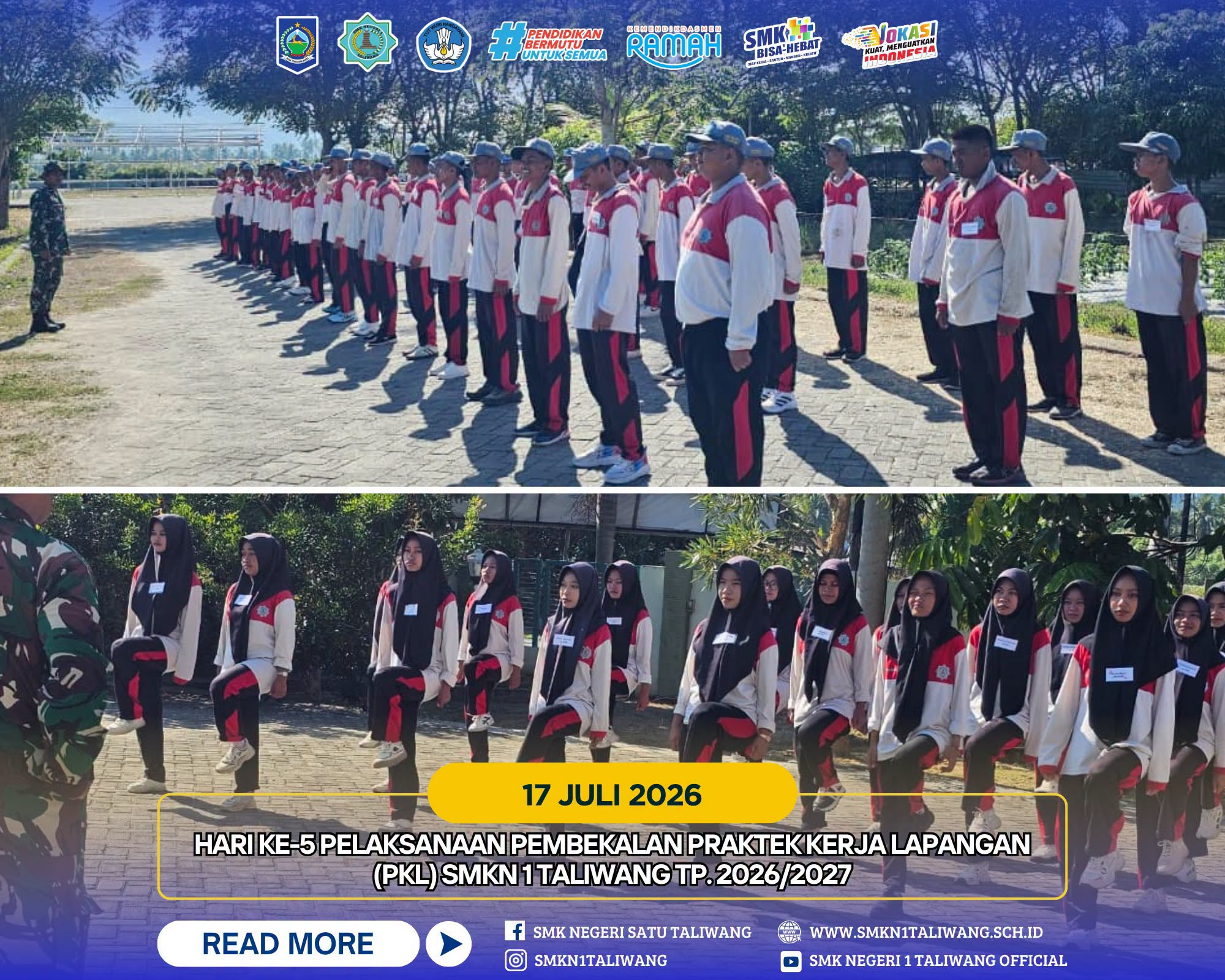 Hari Kelima Pembekalan PKL, Siswa Kelas XII SMKN 1 Taliwang Lanjutkan Pembinaan Karakter dan Kedisiplinan di Kodim 1628/Sumbawa Barat